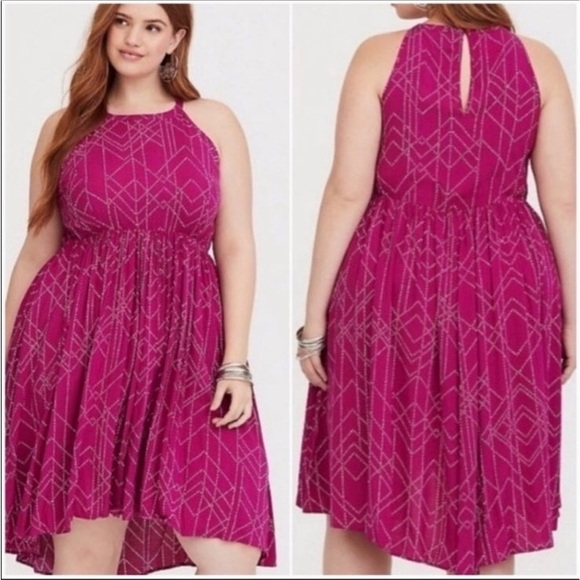 torrid Dresses & Skirts - Torrid Berry Dot Challis Hi-low Dress🦄